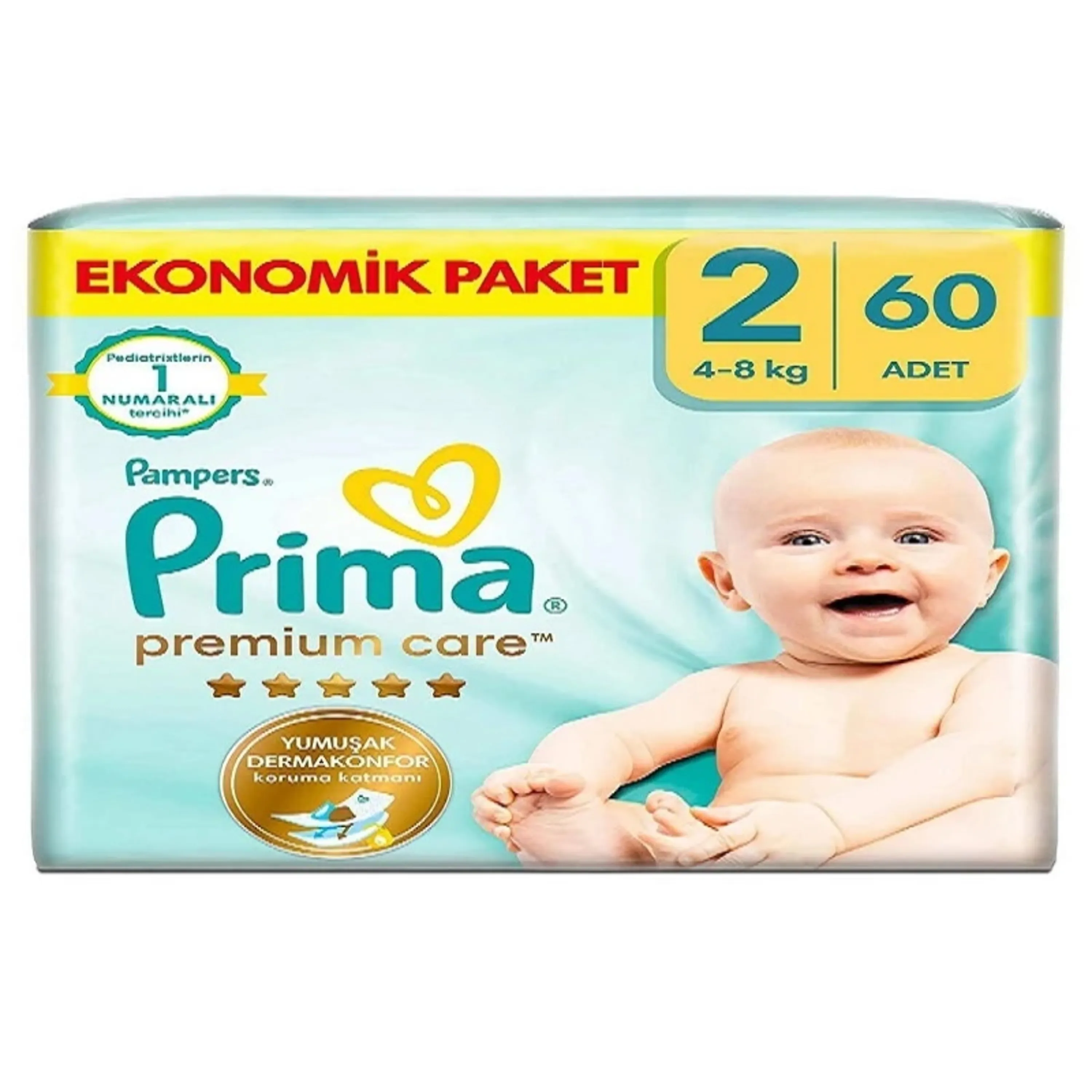 پوشک بچه پریما چسبی مدل Premium Care سایز 2 بسته 60 عددی (اصل)
